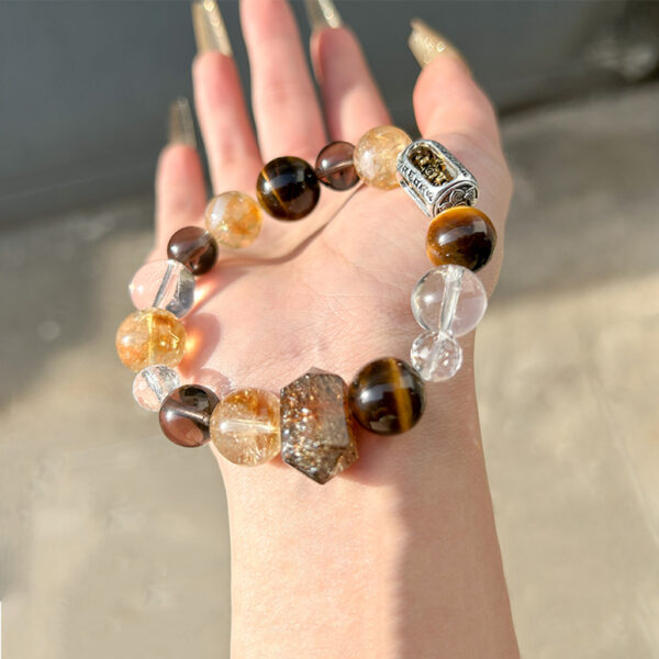 Infinite Wealth Tibetan Style Women's Gold and Silver Landscape Crystal Bracelet - 图片 2