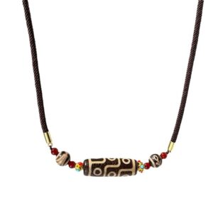 Natural agate Tianzhu necklace, blessing necklace, ethnic adjustable Tibetan nine-eye bead necklace, a gift for yourself