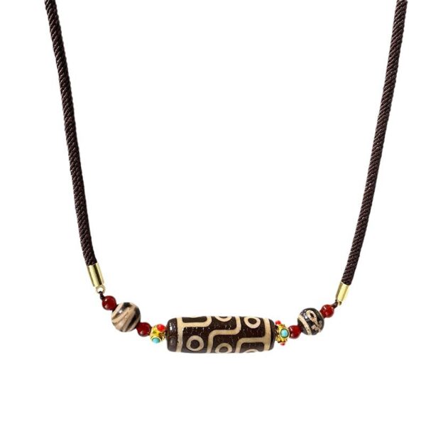 Natural agate Tianzhu necklace, blessing necklace, ethnic adjustable Tibetan nine-eye bead necklace, a gift for yourself