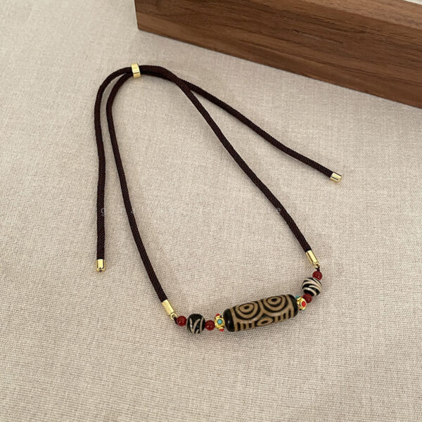 Natural agate Tianzhu necklace, blessing necklace, ethnic adjustable Tibetan nine-eye bead necklace, a gift for yourself - 图片 6