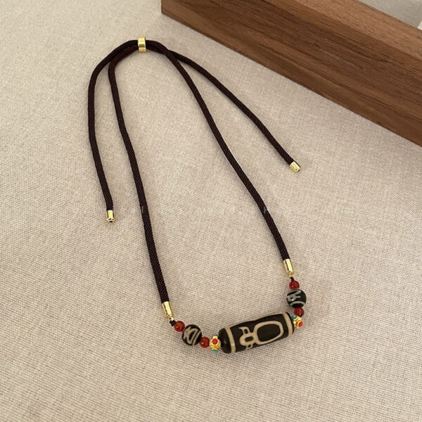 Natural agate Tianzhu necklace, blessing necklace, ethnic adjustable Tibetan nine-eye bead necklace, a gift for yourself - 图片 5