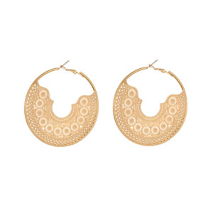 Exaggerated silver and gold large hollow geometric pattern hoop earrings for Bohemian vacation party outfit accessories, women’s gifts.