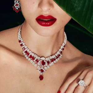 Red French-style evening jewelry necklace