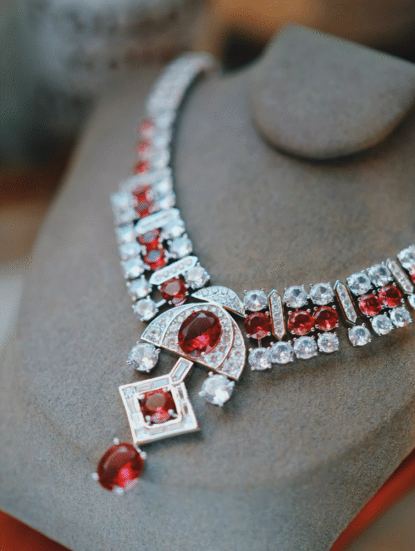 Red French-style evening jewelry necklace - 图片 5