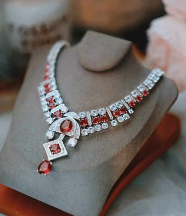 Red French-style evening jewelry necklace - 图片 3