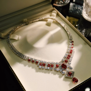 Red French-style evening jewelry necklace