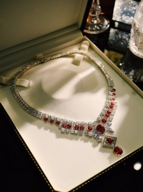Red French-style evening jewelry necklace - 图片 2