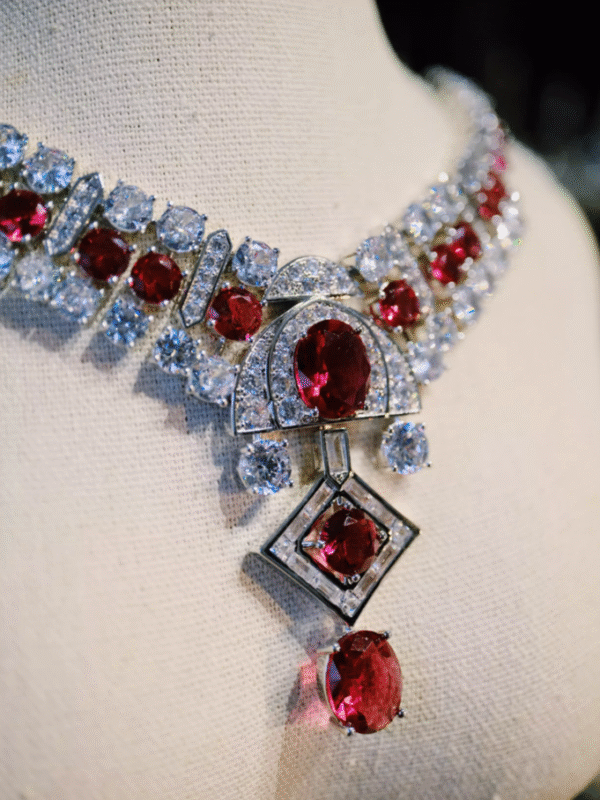 Red French-style evening jewelry necklace - 图片 4