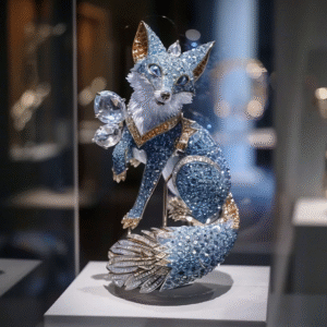 High-end colored gemstone jewelry. Luxurious and high-end fox brooch pendant. Own copyright.