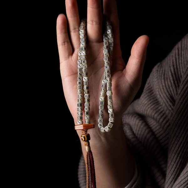 Tibetan heritage auspicious heavenly mother life and death dice strings spirit bone rosary jadeized road camel bone beads boutique - Image 2